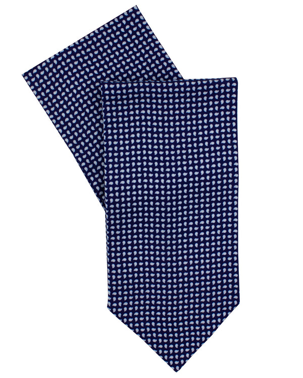 Navy Micro Paisley Silk Cravat